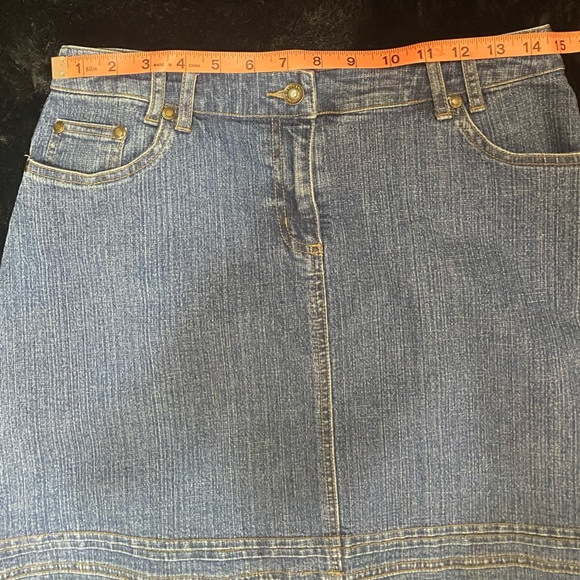 Christopher & Banks Denim Stretch Midi Skirt, Size 6 - Picture 3 of 4
